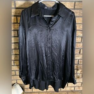Silky black Zara button down nwt